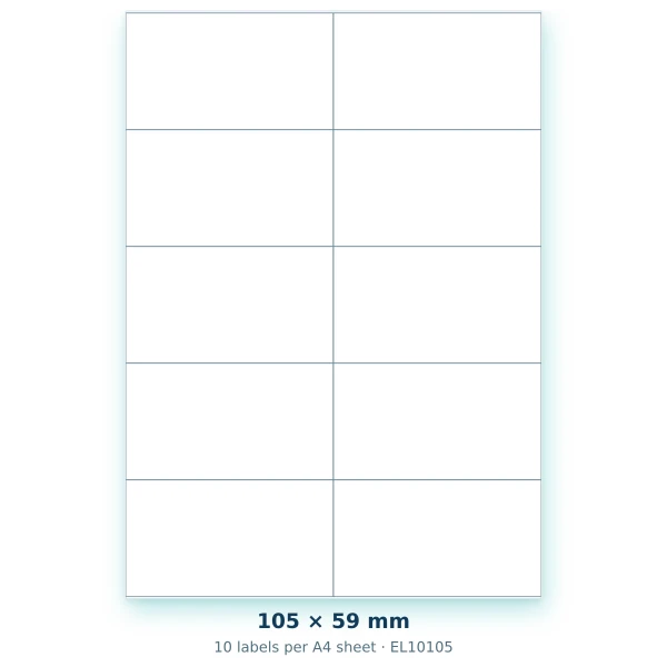 EvoLabels 105 × 59 mm · 10 labels per A4 sheet