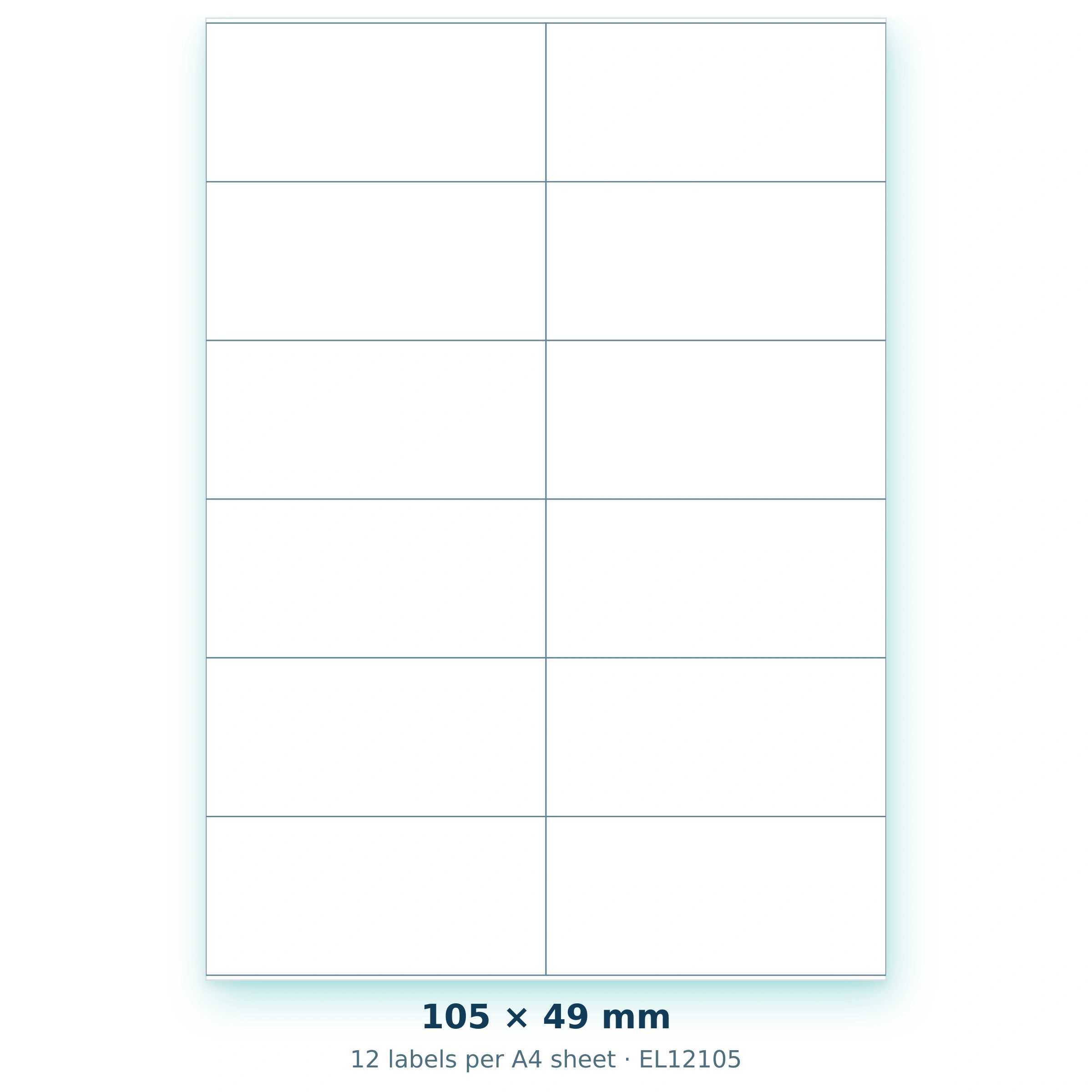 105 × 49 mm — 12 labels per A4 sheet