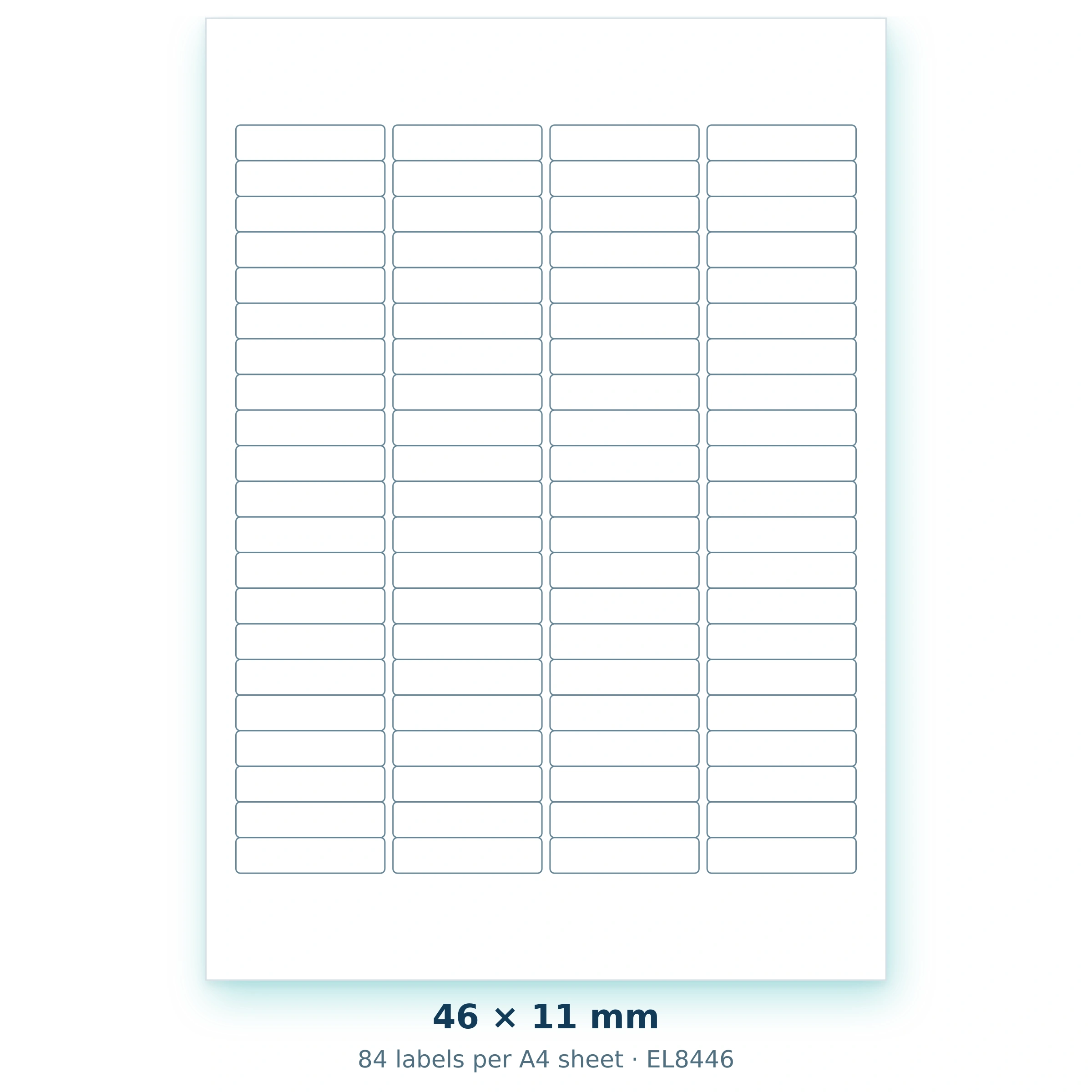 46 × 11 mm — 84 labels per A4 sheet