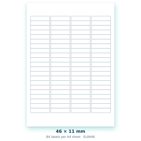 EvoLabels 46 × 11 mm · 84 labels per A4 sheet