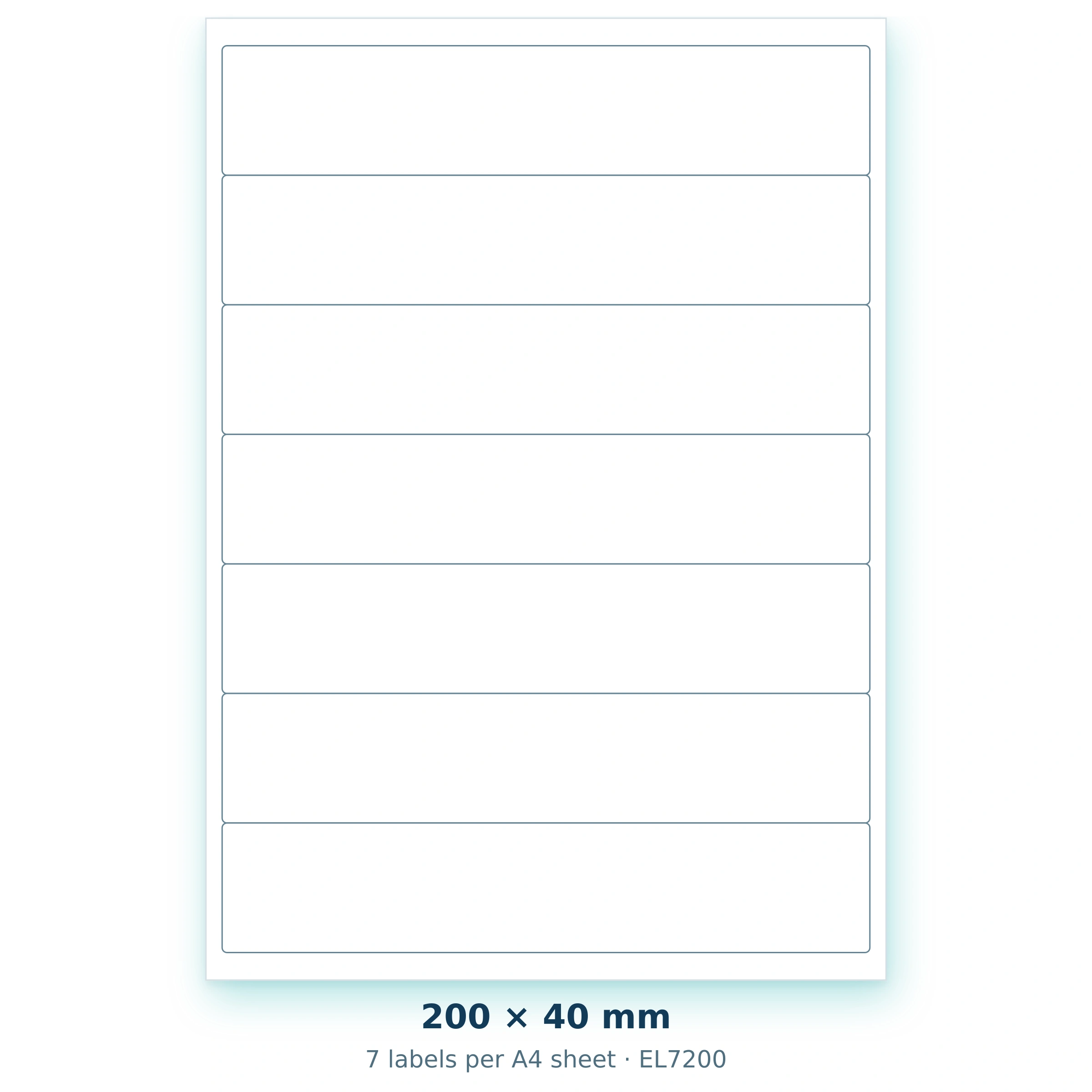 200 × 40 mm — 7 labels per A4 sheet
