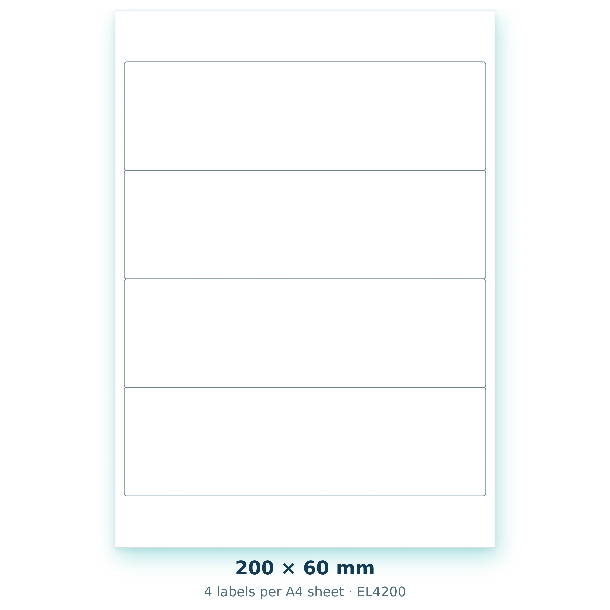 200 × 60 mm — 4 labels per A4 sheet