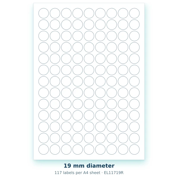 EvoLabels 19 × 19 mm · 117 labels per A4 sheet