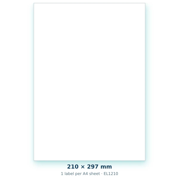 EvoLabels 210 × 297 mm · 1 labels per A4 sheet