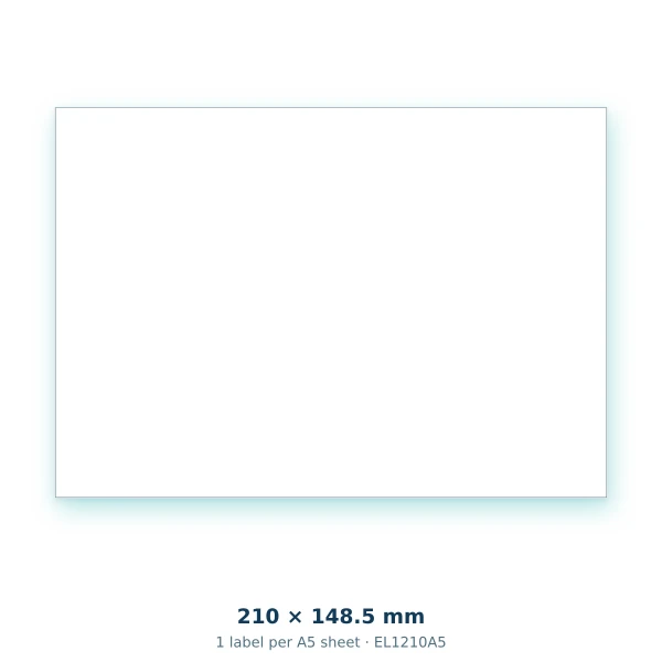 EvoLabels 210 × 148.5 mm · 1 label per A5 sheet