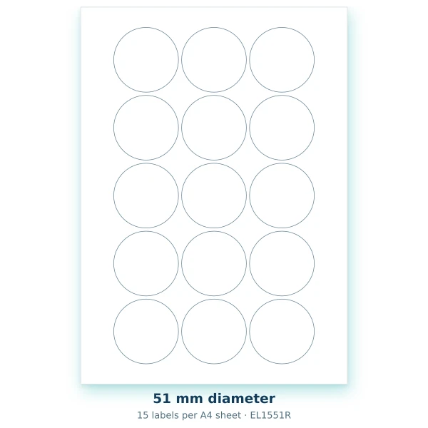 EvoLabels 51 × 51 mm · 15 labels per A4 sheet