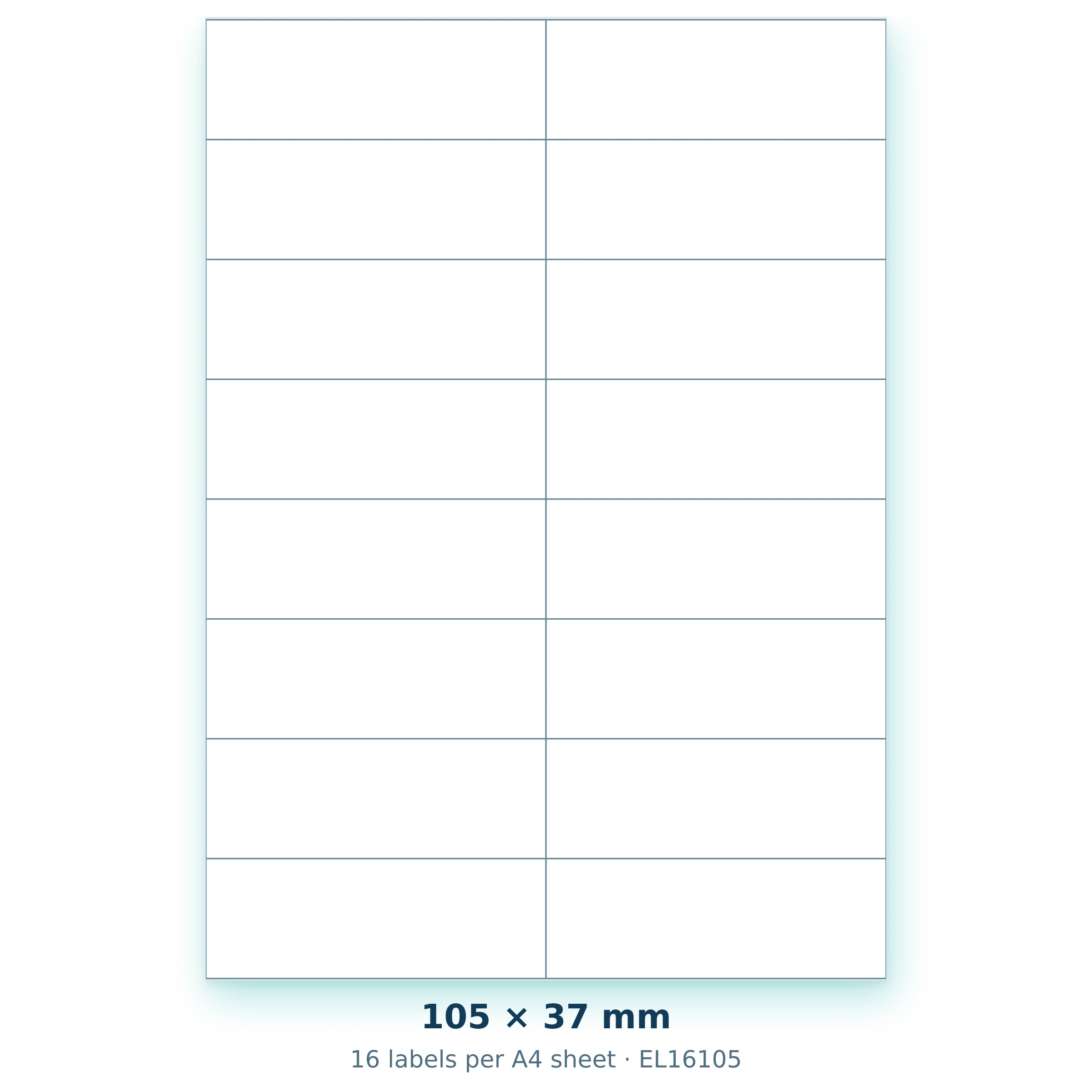 105 × 37 mm — 16 labels per A4 sheet