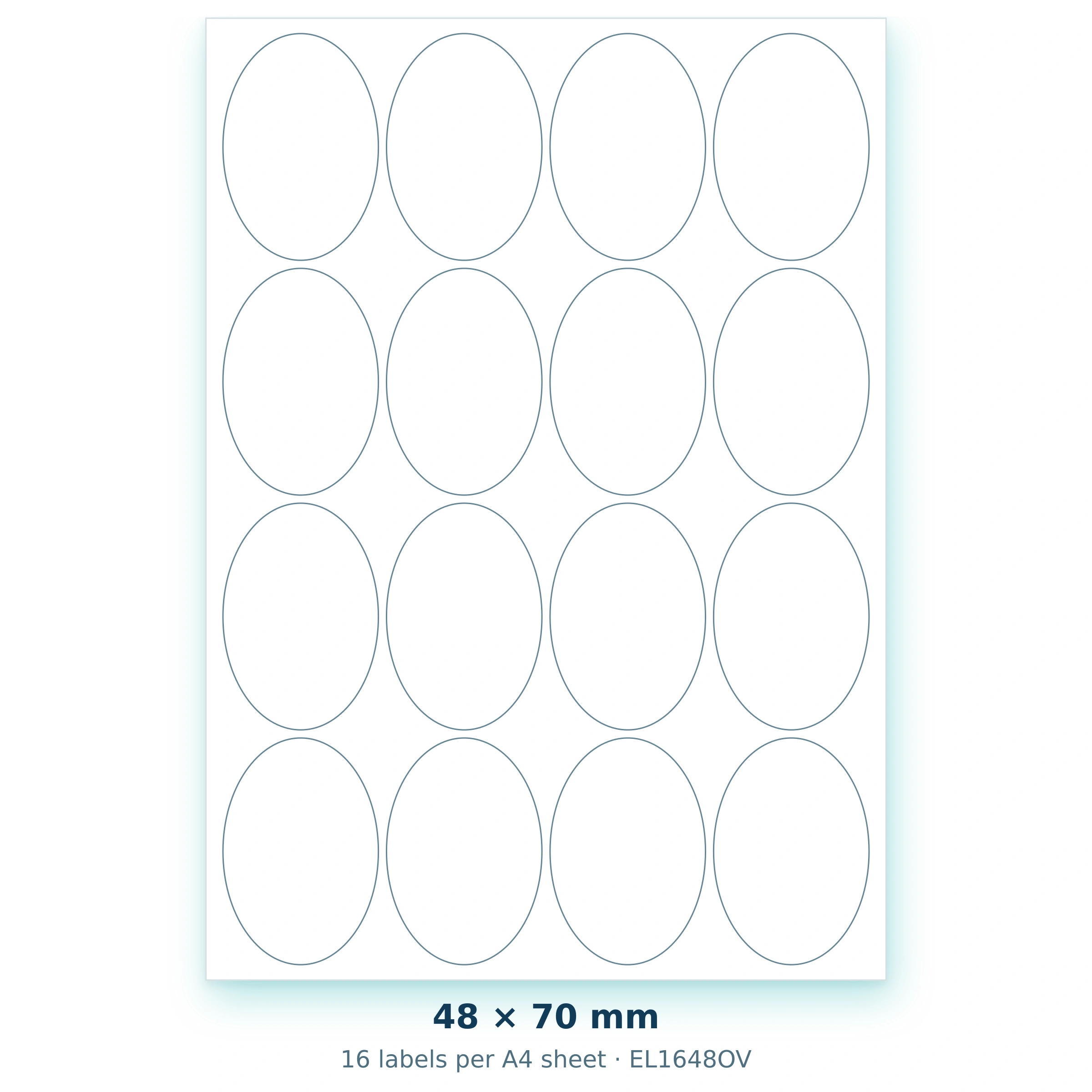 48 × 70 mm — 16 labels per A4 sheet