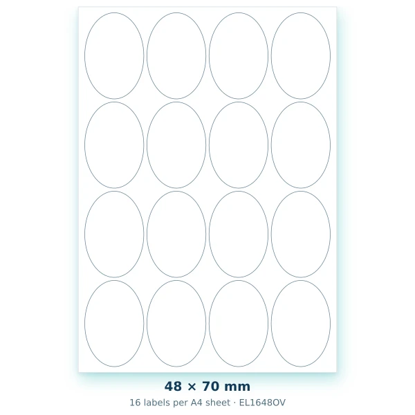 EvoLabels 48 × 70 mm · 16 labels per A4 sheet