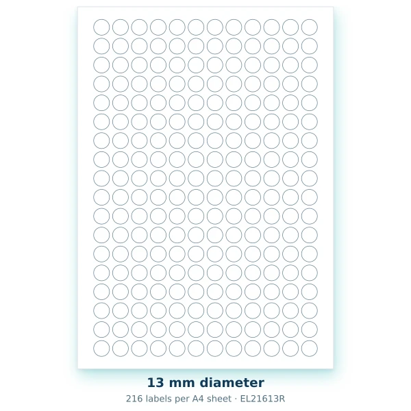 EvoLabels 13 × 13 mm · 216 labels per A4 sheet