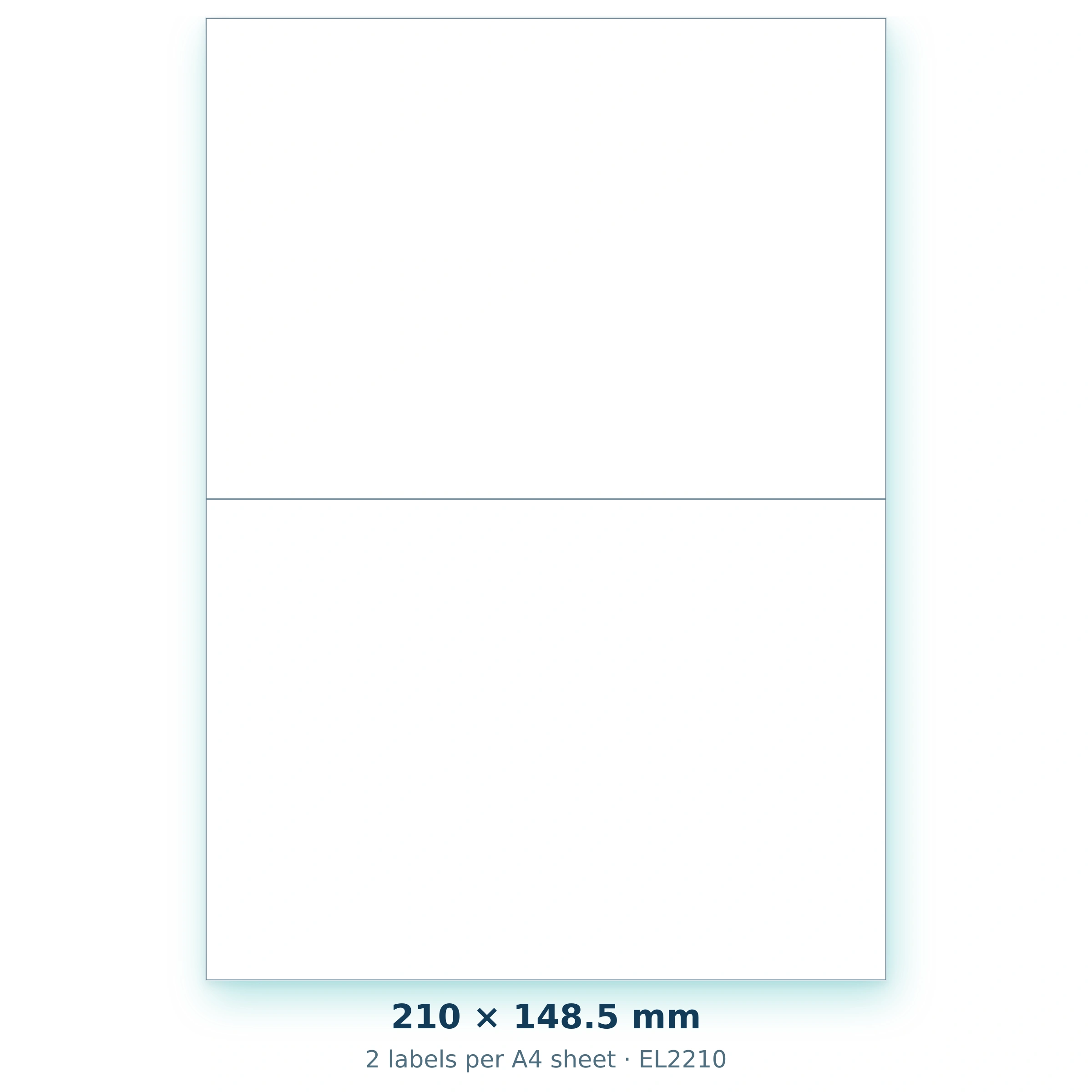 210 × 148.5 mm — 2 labels per A4 sheet