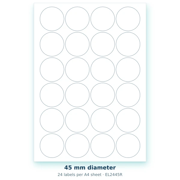 EvoLabels 45 × 45 mm · 24 labels per A4 sheet