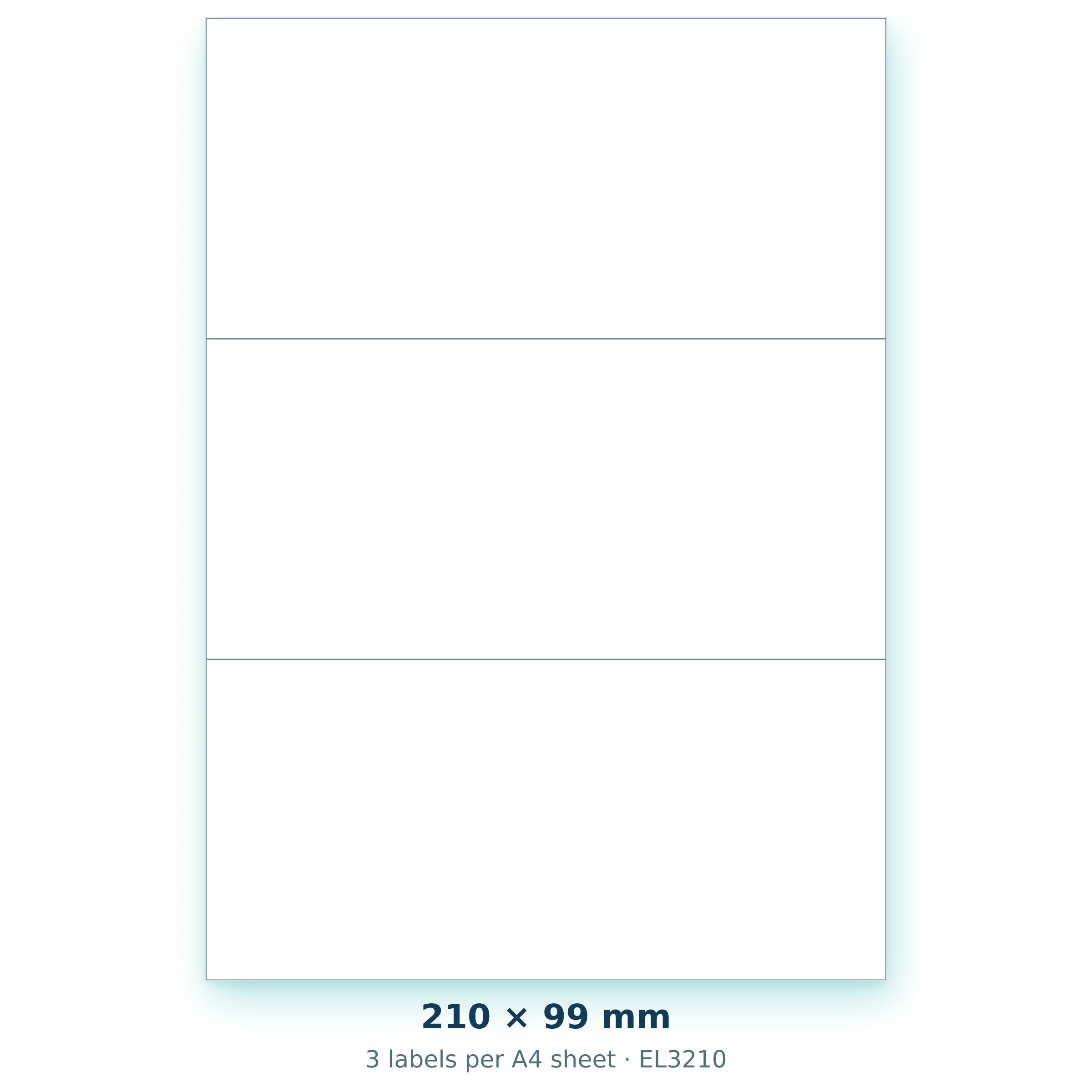 210 × 99 mm — 3 labels per A4 sheet