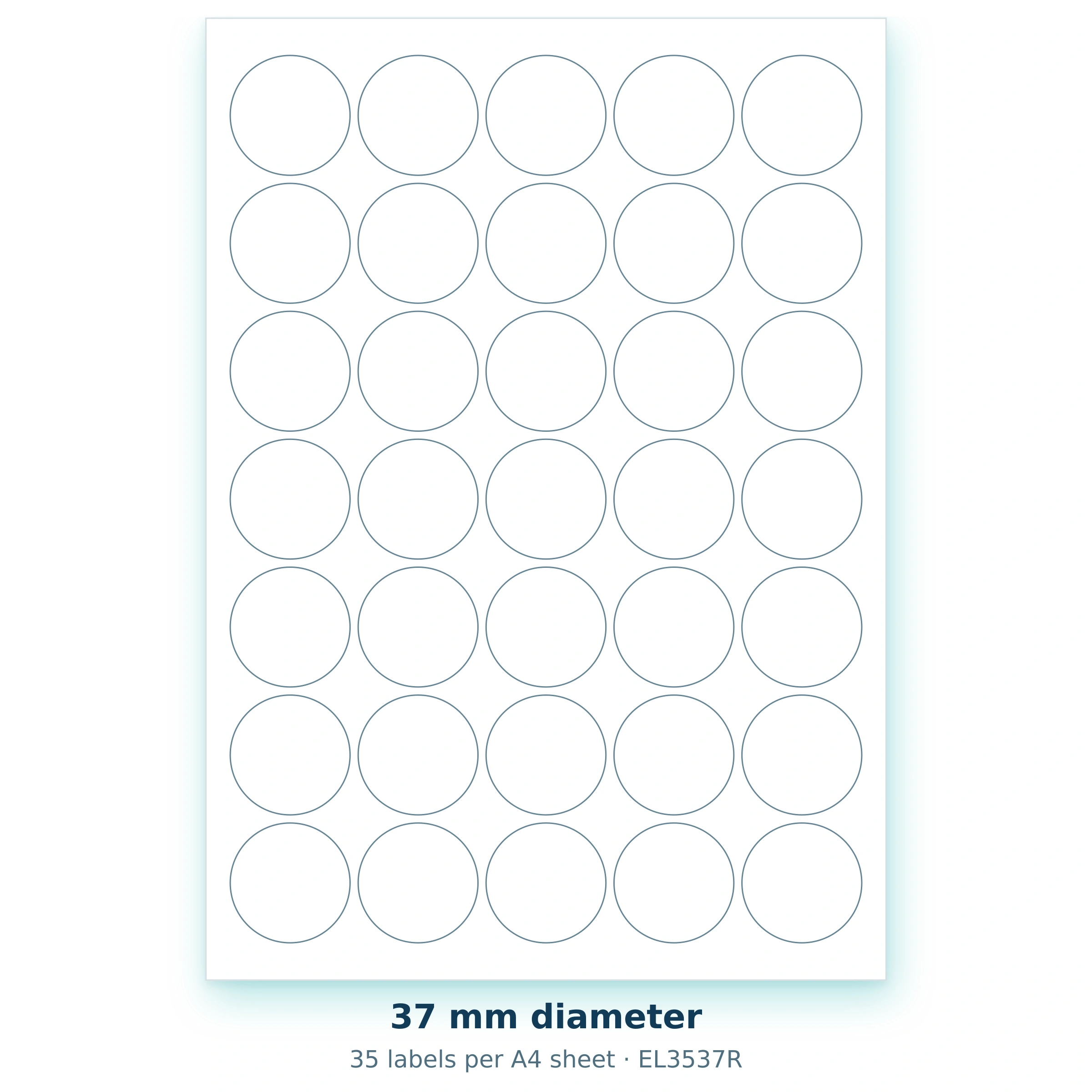 37 mm diameter — 35 labels per A4 sheet