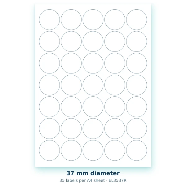 EvoLabels 37 × 37 mm · 35 labels per A4 sheet