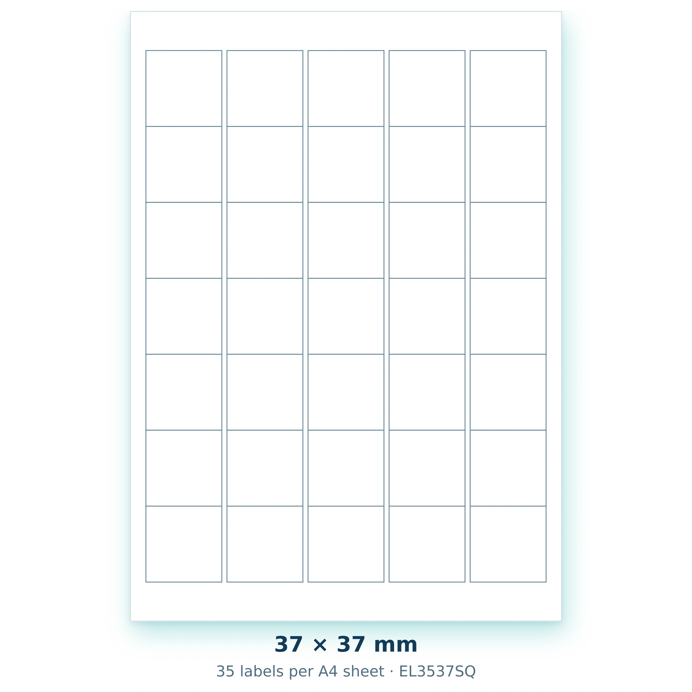 37 × 37 mm — 35 labels per A4 sheet