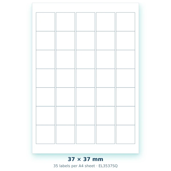 EvoLabels 37 × 37 mm · 35 labels per A4 sheet
