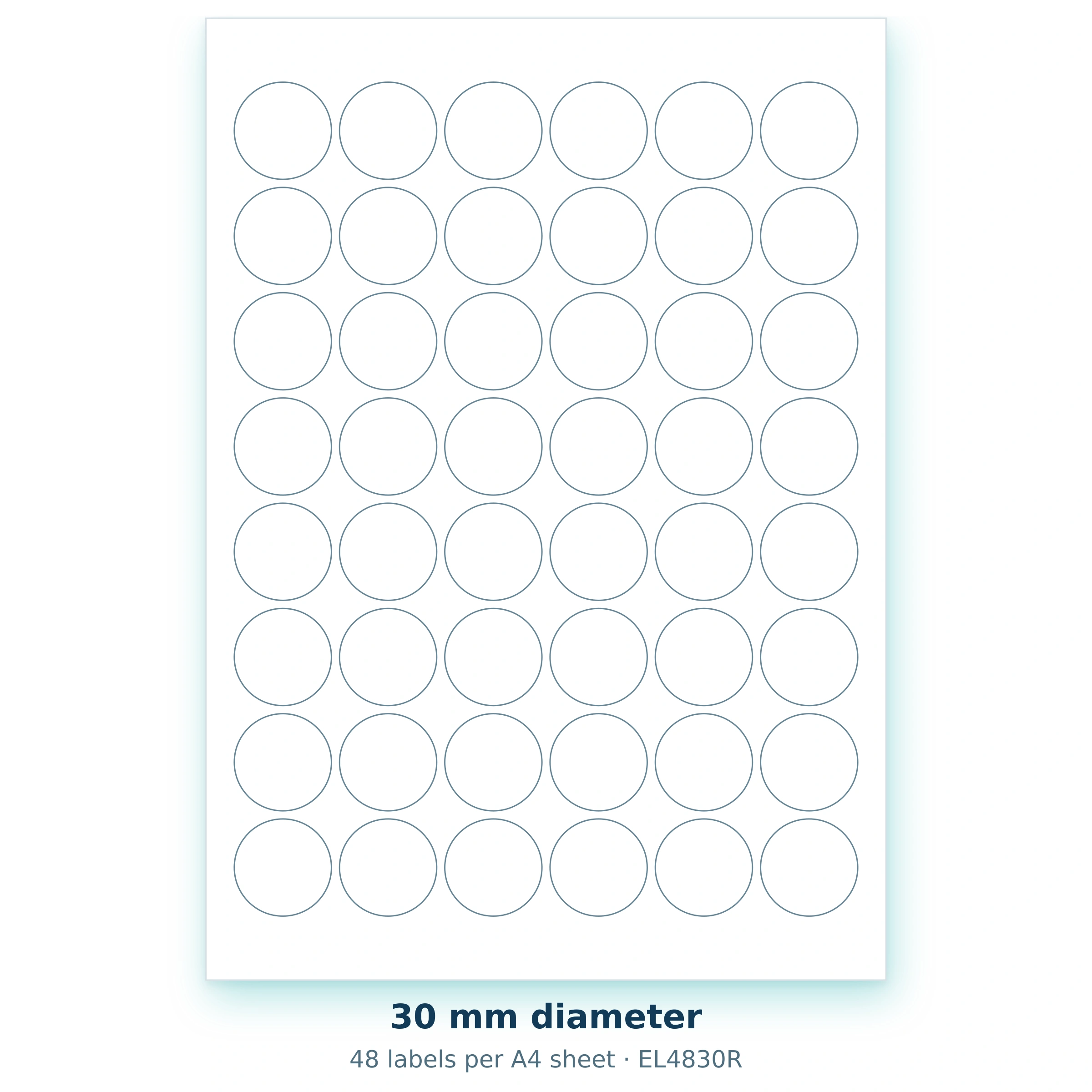 30 mm diameter — 48 labels per A4 sheet