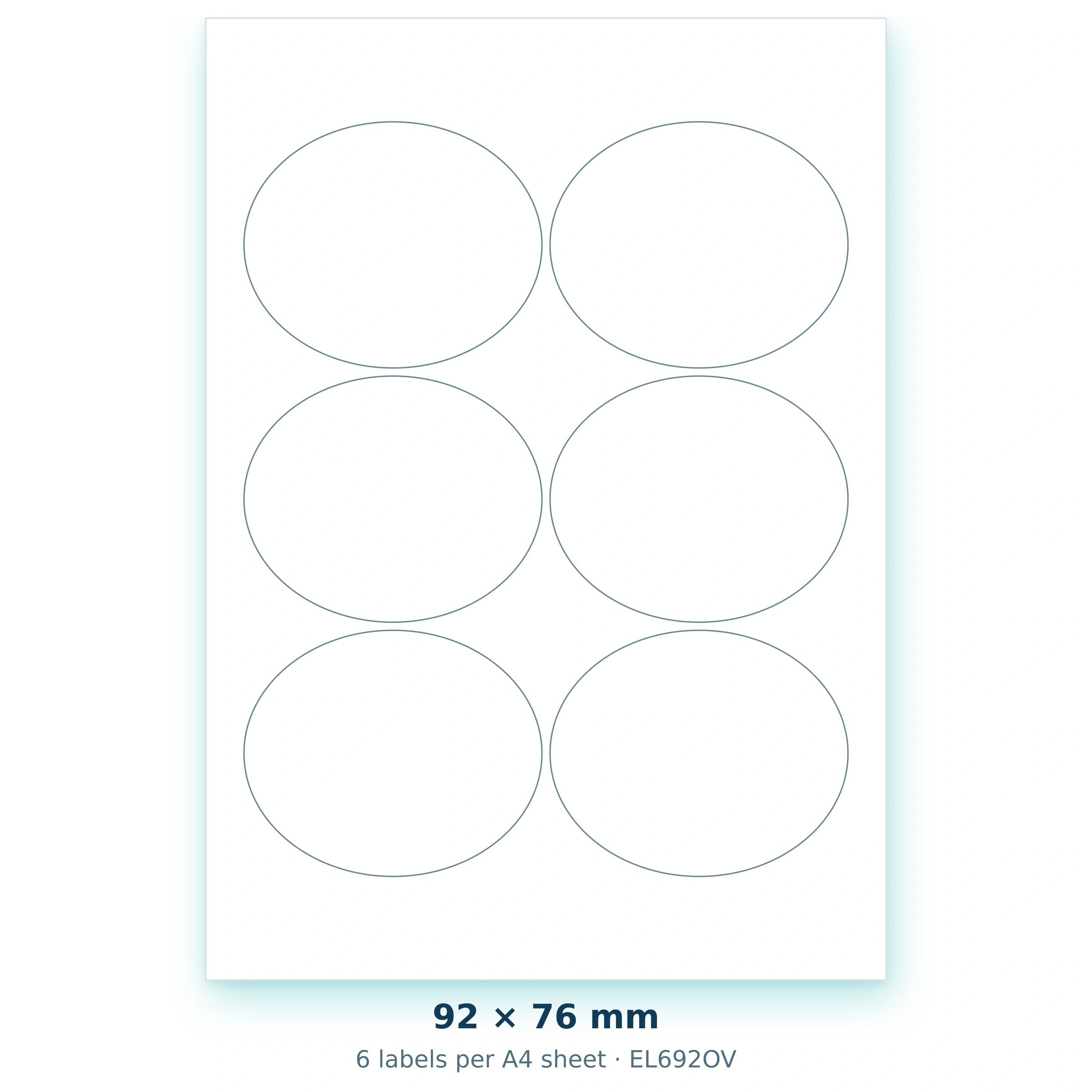 92 × 76 mm — 6 labels per A4 sheet