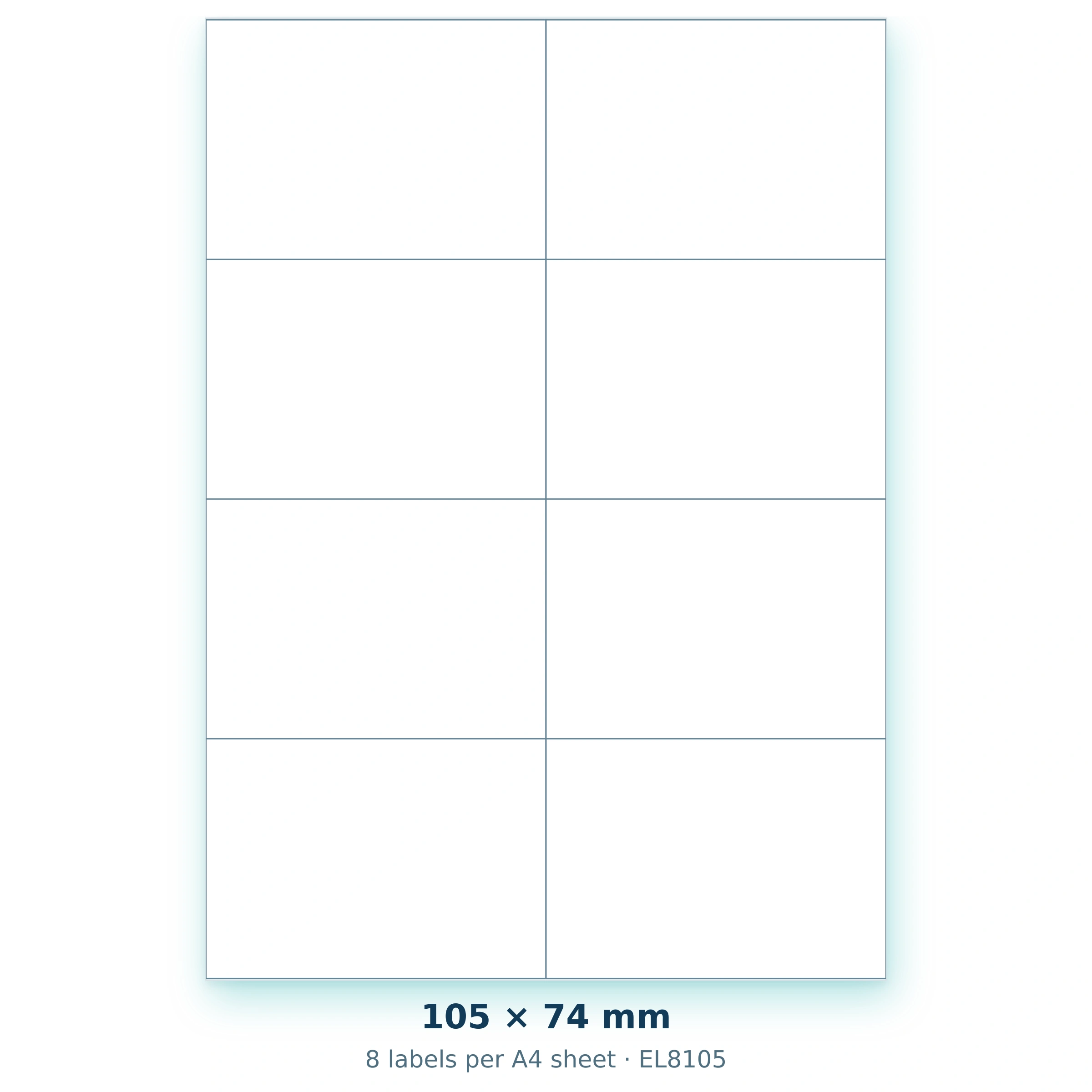 105 × 74 mm — 8 labels per A4 sheet