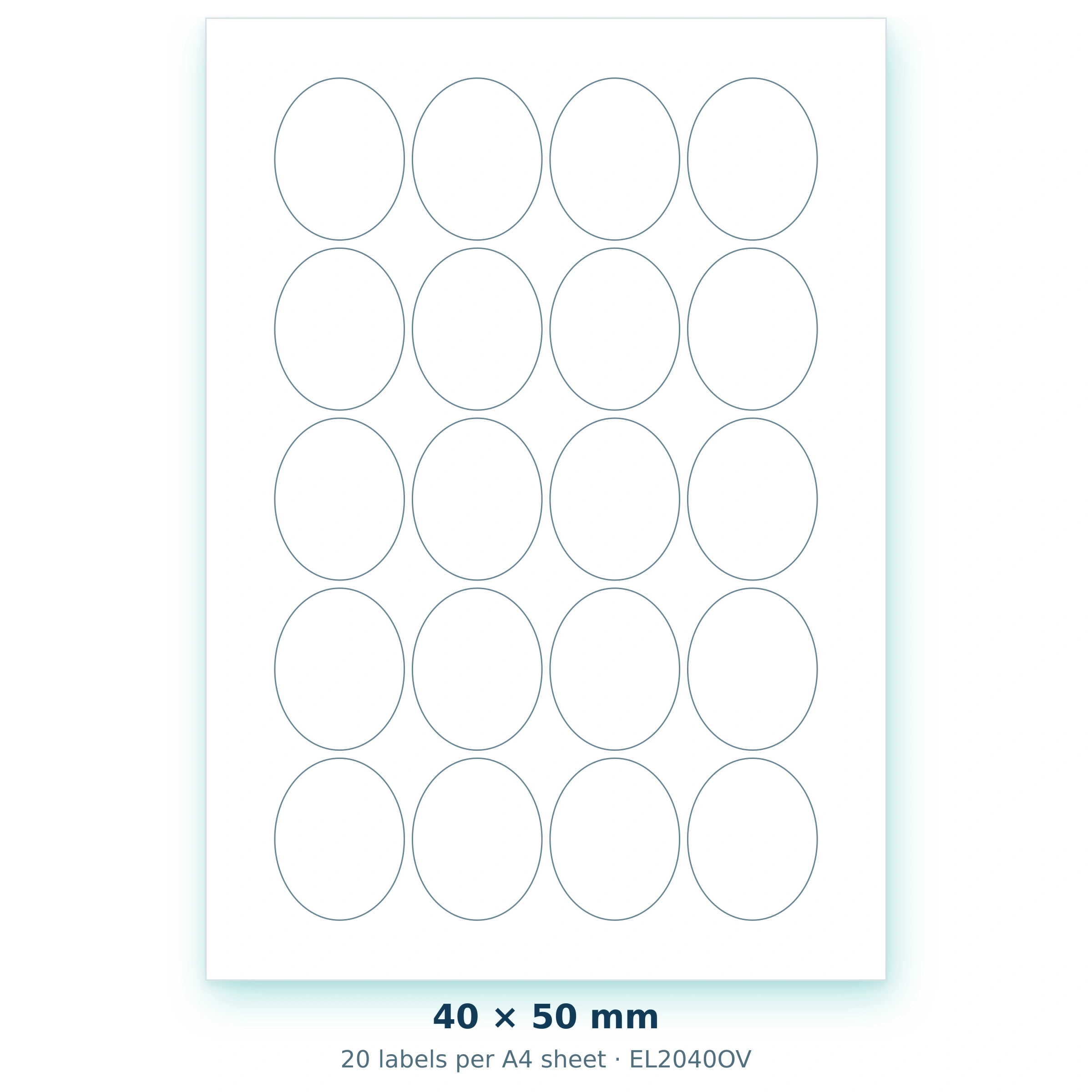 40 × 50 mm — 20 labels per A4 sheet