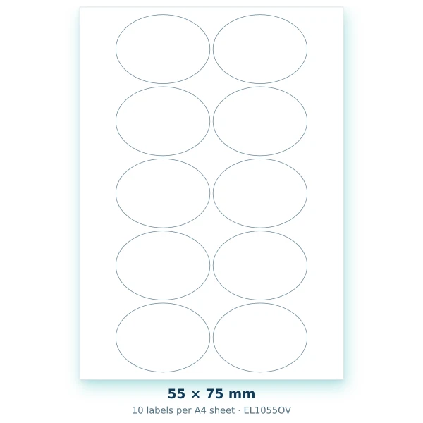 EvoLabels 75 × 55 mm · 10 labels per A4 sheet