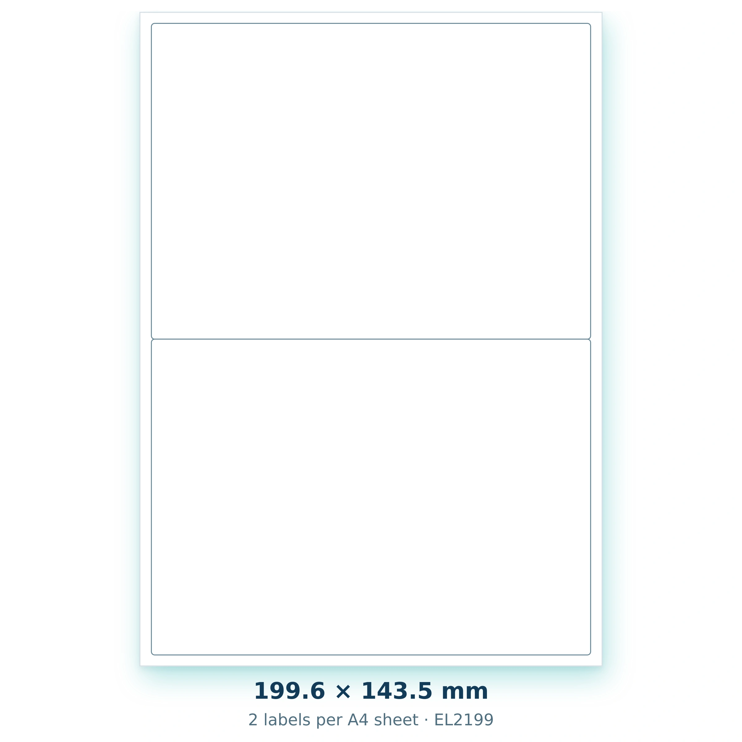 199.6 × 143.5 mm — 2 labels per A4 sheet