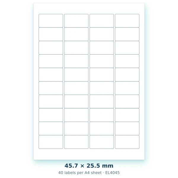 EvoLabels 46 × 25 mm · 40 labels per A4 sheet
