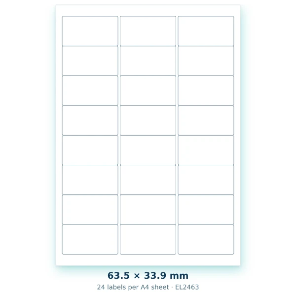 EvoLabels 64 × 34 mm · 24 labels per A4 sheet