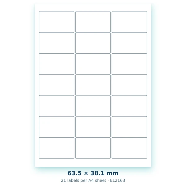 EvoLabels 64 × 38 mm · 21 labels per A4 sheet