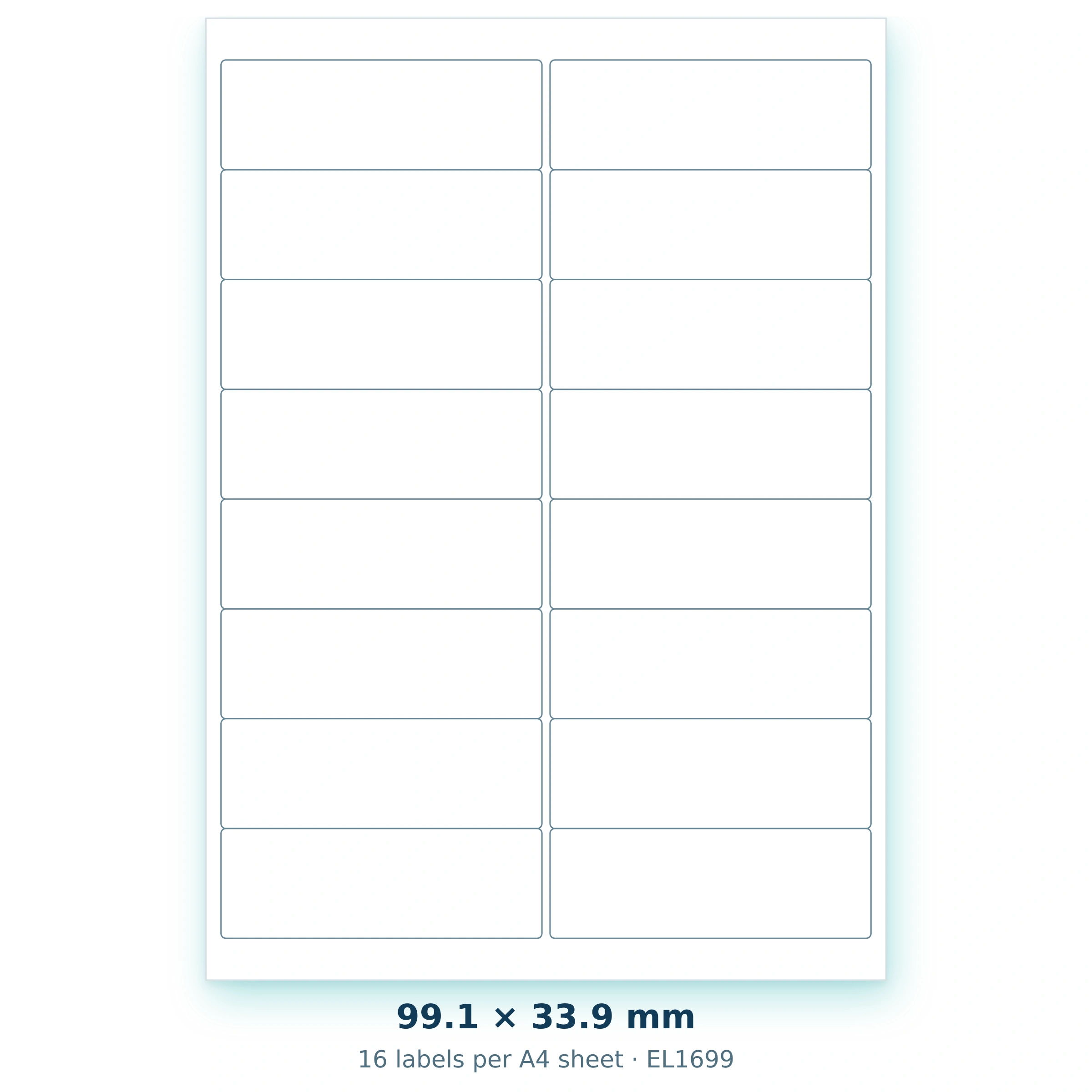 99.1 × 33.9 mm — 16 labels per A4 sheet