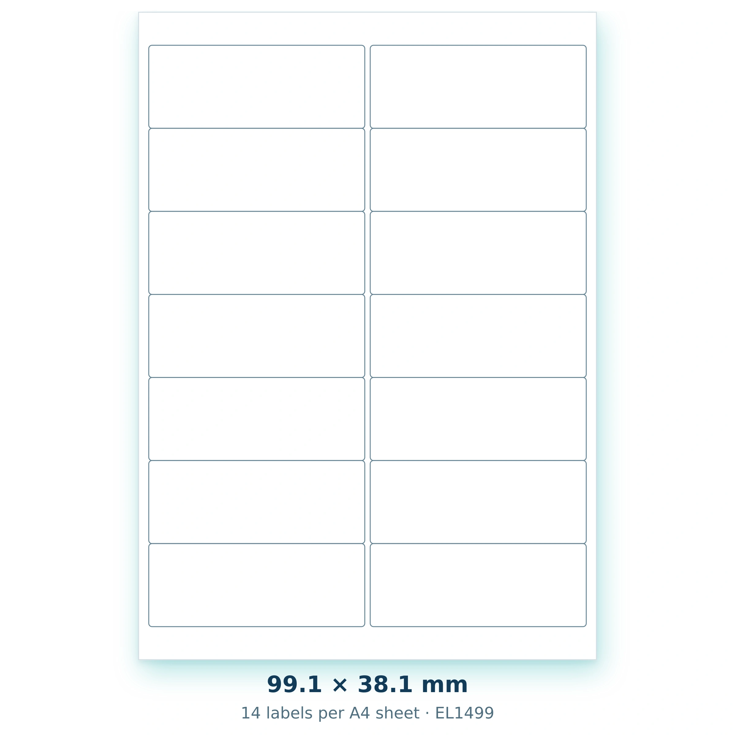 99.1 × 38.1 mm — 14 labels per A4 sheet
