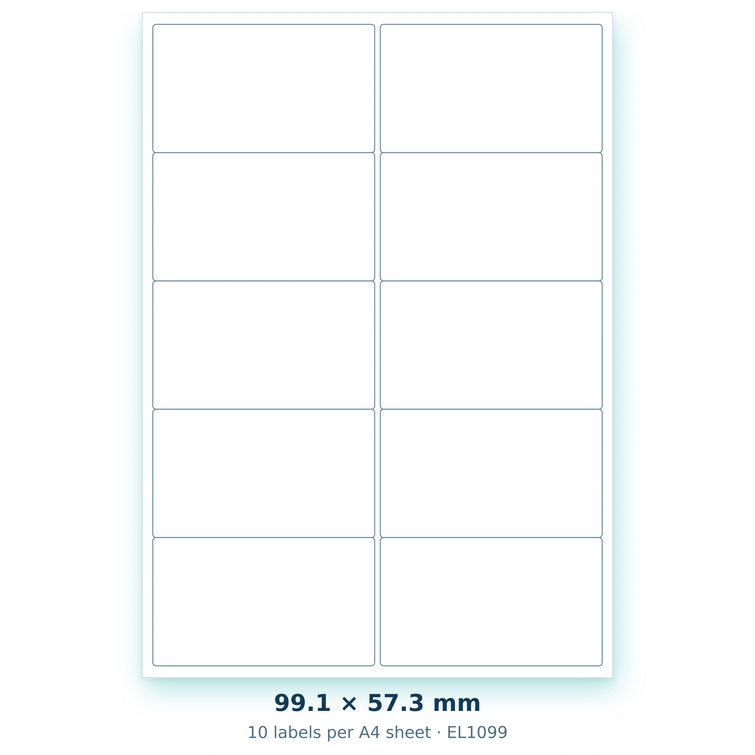 99.1 × 57.3 mm — 10 labels per A4 sheet