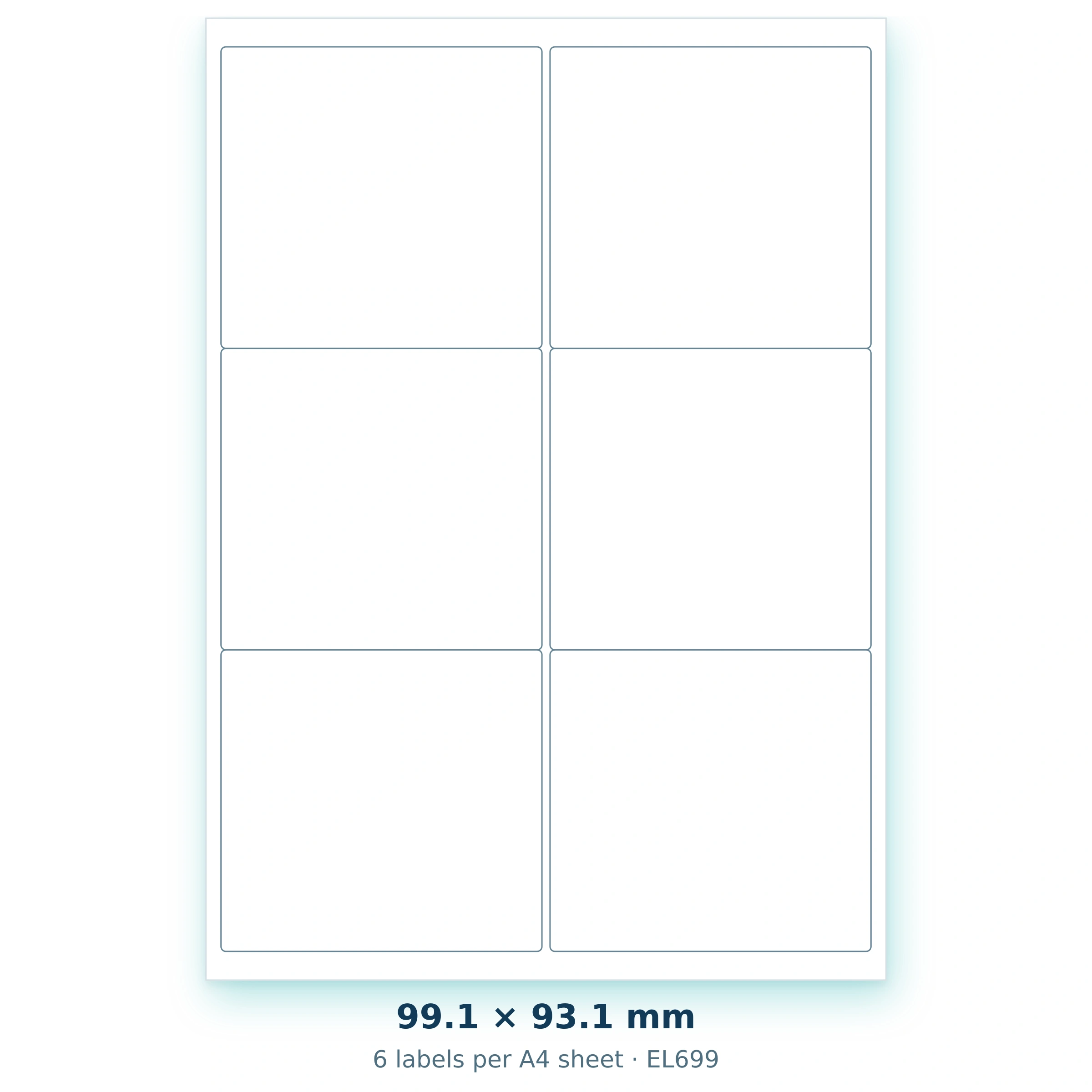 99.1 × 93.1 mm — 6 labels per A4 sheet